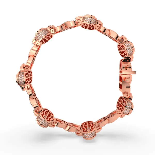 10K Rose Gold Natural Diamond Clover Or Cross Link Bracelet