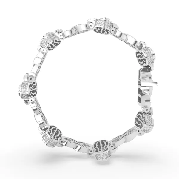 10K White Gold Natural Diamond Clover Or Cross Link Bracelet