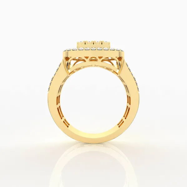 Round And Baguette Natural Diamond Ring For Men