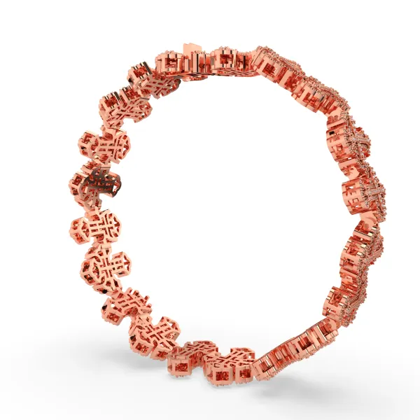 10K Rose Gold Men'S Natural Diamond Cross-Link Bracelet