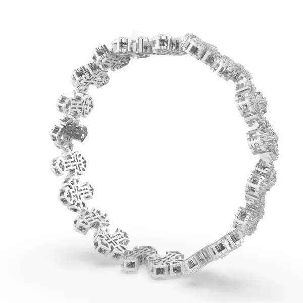 10K White Gold Men'S Natural Diamond Cross-Link Bracelet