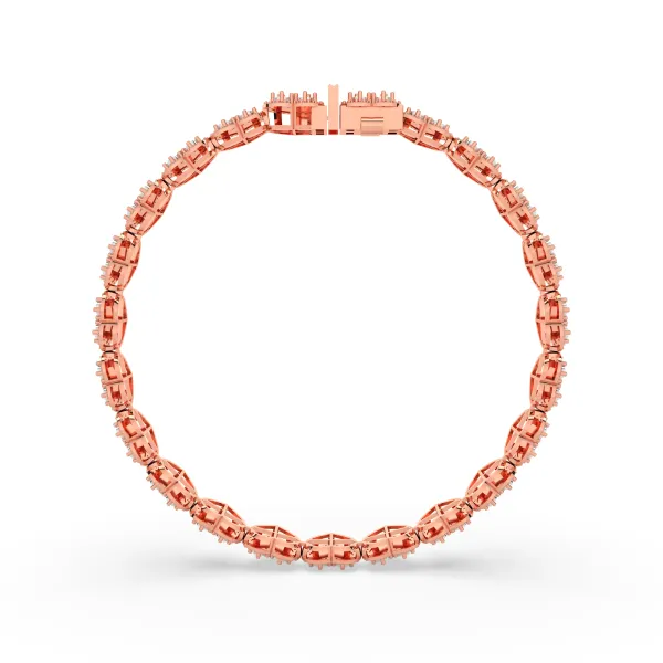 10K Rose Gold 1.23 CT Natural Diamond Heart-Shaped Link Bracelet For Women'S
