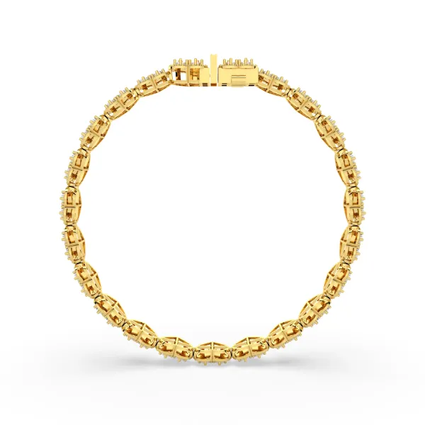 10K Yellow Gold 1.23 CT Natural Diamond Heart-Shaped Link Bracelet For Women'S