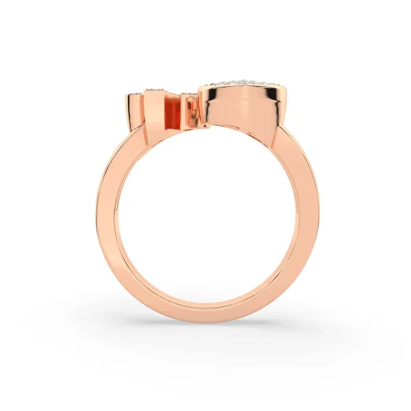 10K Rose Gold Round Diamond Heart Initial P Rings