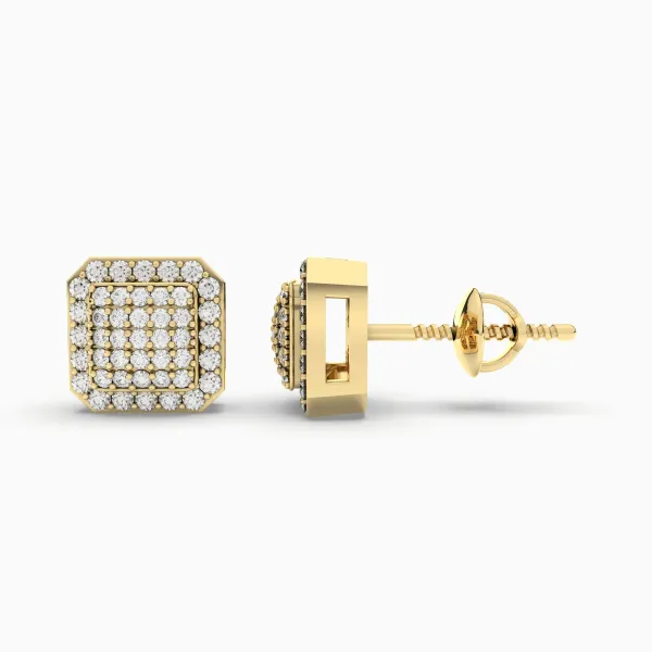 Square 2.43 CT.T.W Natural Diamond Stud Earring