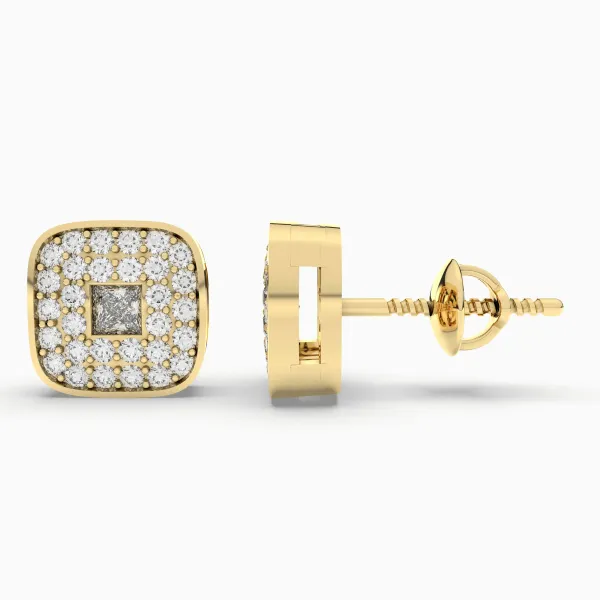 Square Natural Diamond Stud Earrings 0.27 CT. Prong Set Natural Diamonds