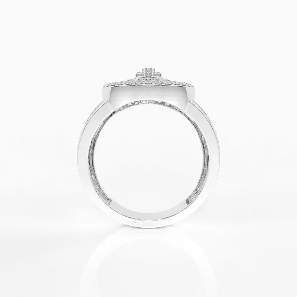 10K White Gold Tier Step Statement Gold Diamond Round Ring