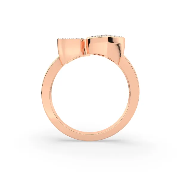 10K Rose Gold Round Diamond Heart Initial Z Rings