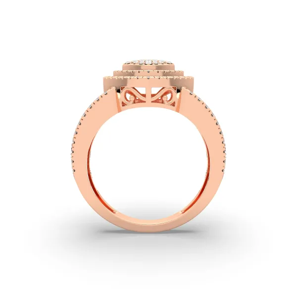 10K Rose Gold Diamond Cluster Love Adorned Rings