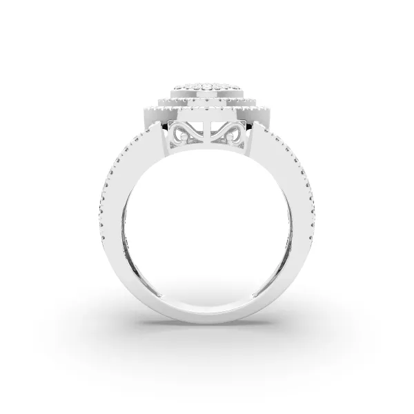 10K White Gold Diamond Cluster Love Adorned Rings