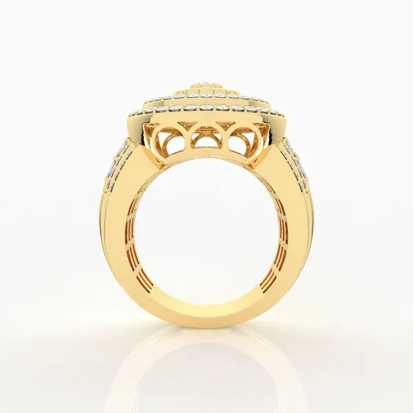 Round And Baguette Natural Diamond Classic Shining Sun Ring
