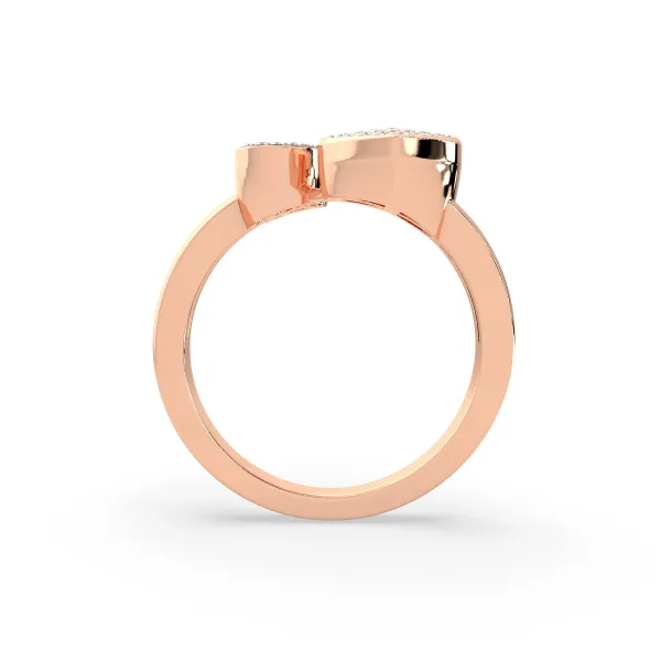 10K Rose Gold The E Alphabet Diamond Ring