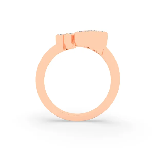 10K Rose Gold Round Diamond Heart Initial Q Rings