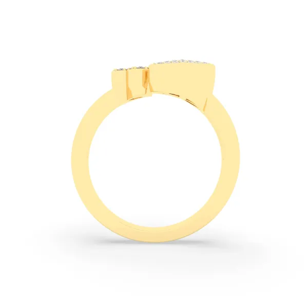 Gold Round Natural Diamond Heart Initial Q Rings