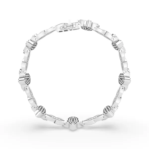 10K White Gold Princess Flower 3.19 CT Natural Diamond Bracelet