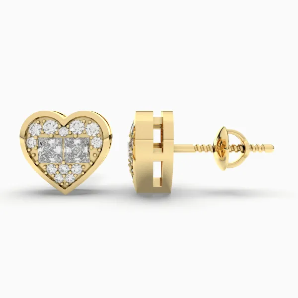 Heart Shape Natural Diamond Stud Earring For Women