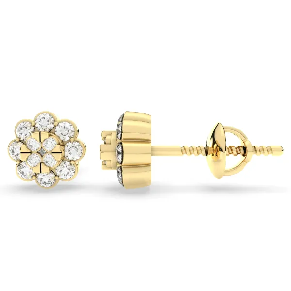 0.14 CT.T.W Flower Natural Diamond Cluster Stud Earring