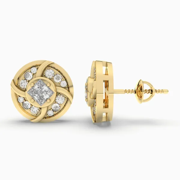 Stunning Halo Natural Diamond Stud Earring For Women