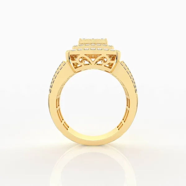 Cushion Double Halo Cluster Natural Diamond Ring