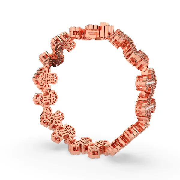 10K Rose Gold Natural Diamond Cross Bracelet For Men'S