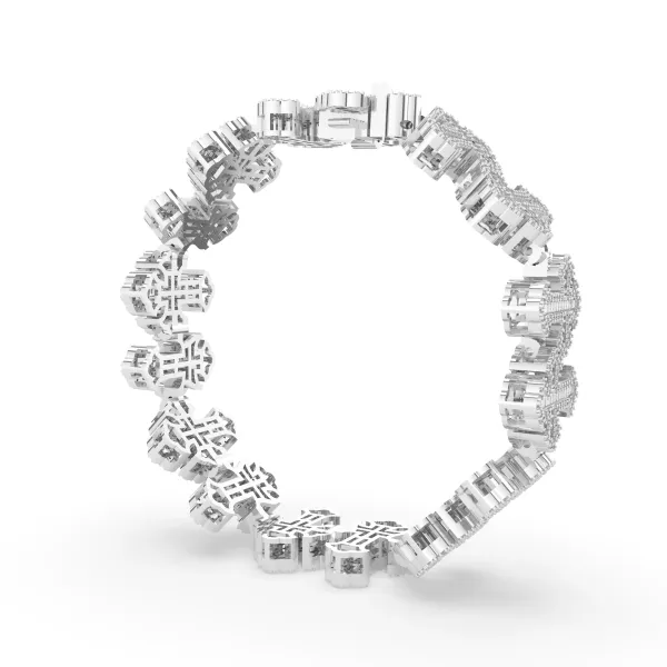 10K White Gold Natural Diamond Cross Bracelet For Men'S