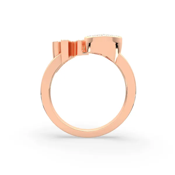 10K Rose Gold The H Alphabet Diamond Ring