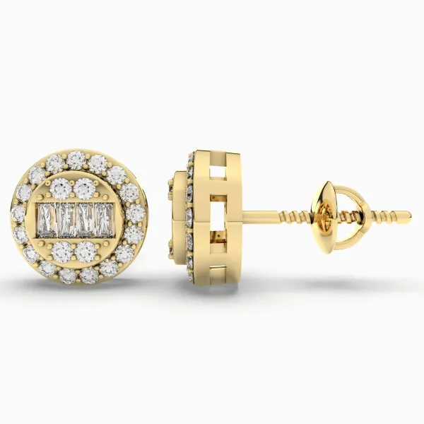 Stunning Halo Round Natural Diamond Earrings