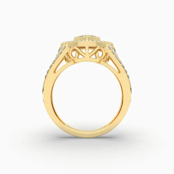 Women's Round And Baguette Natural Diamond Heart Ring