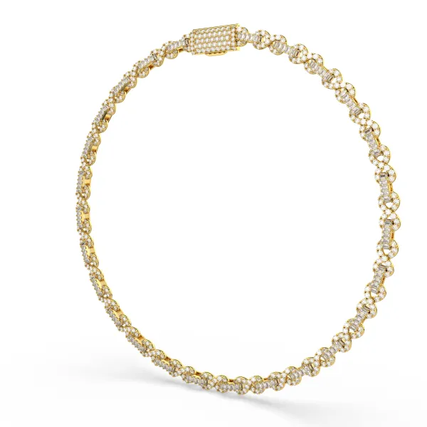 Round and Baguette Lab Grown Diamond Tennis-Style Link Necklace