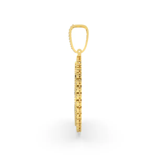 Iced-Out Cuban Frame Round Picture Pendant