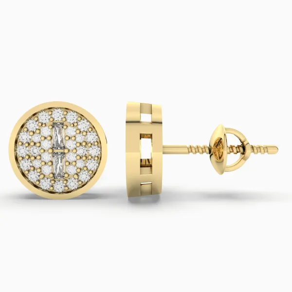 10K Gold Halo Natural Diamond Stud Earring For Women