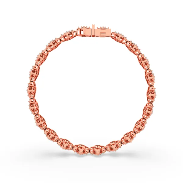 10K Rose Gold Natural Diamond Clover Motif Bracelet