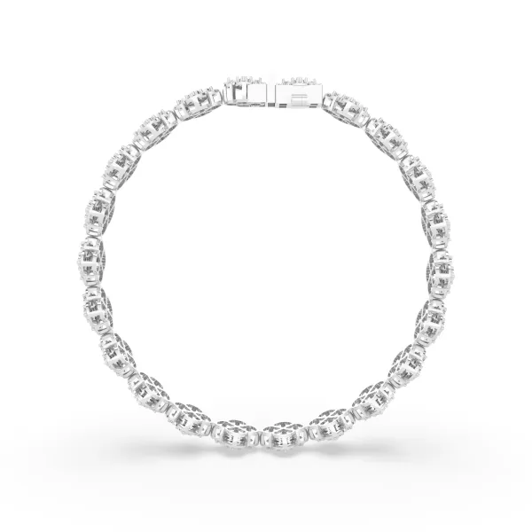 10K White Gold Natural Diamond Clover Motif Bracelet