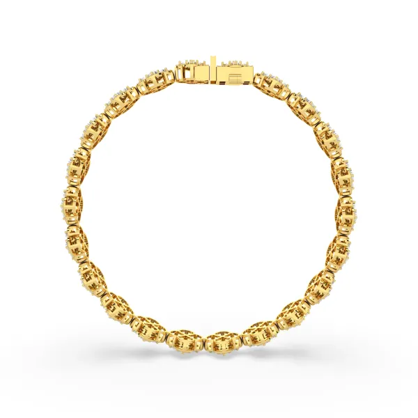 10K Yellow Gold Natural Diamond Clover Motif Bracelet