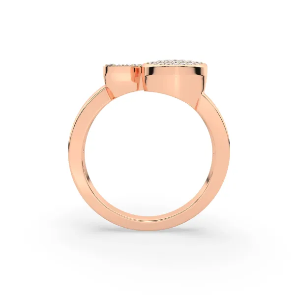 10K Rose Gold Round Diamond Heart Initial S Rings