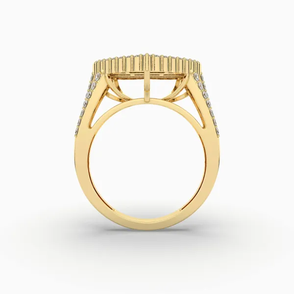 Round And Baguette Natural Diamond Heart Shape Ring