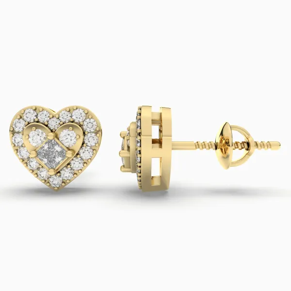 Heart Shaped 0.54 CT.T.W Natural Diamond Stud Earring For Her