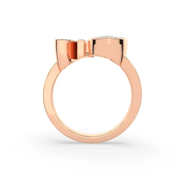 10K Rose Gold Round Diamond Heart Initial N Rings