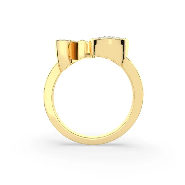 Gold Round Natural Diamond Heart Initial N Rings
