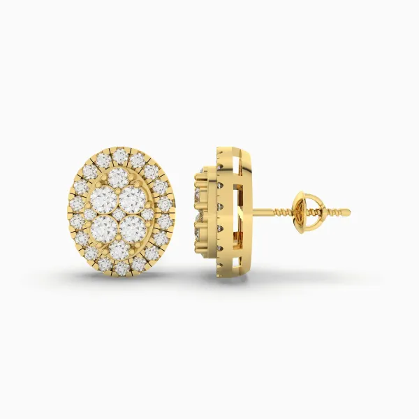 Round Chex Natural Diamond Earrings