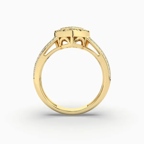 10K Yellow Gold Heart Shape Round And Baguette 3.67 CT Diamond Ring