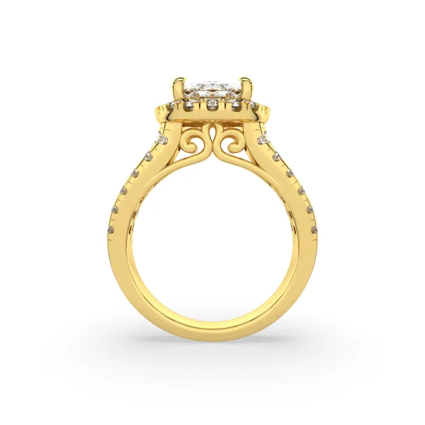 Signature Halo Split Shank Oval-Cut Engagement Ring