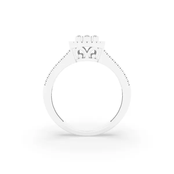 10K White Gold Round Cluster Double Halo Engagement Ring