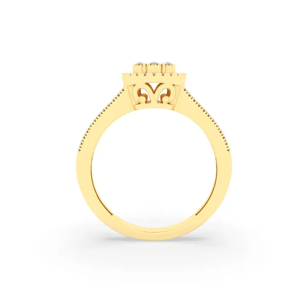 Round Cluster Double Halo Engagement Ring