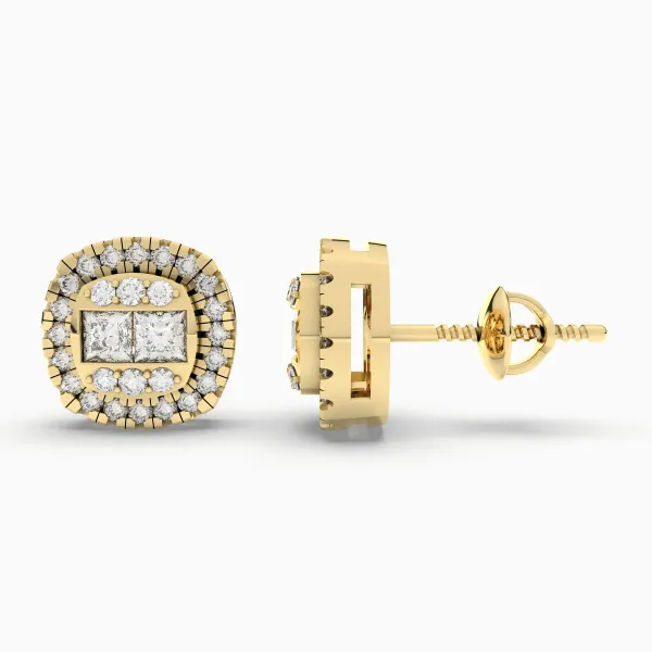 Punky Gold Round Natural Diamond Earrings
