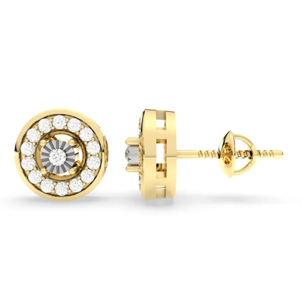 0.15 CT.T.W Gold Round Natural Diamond Stud Earring For Women