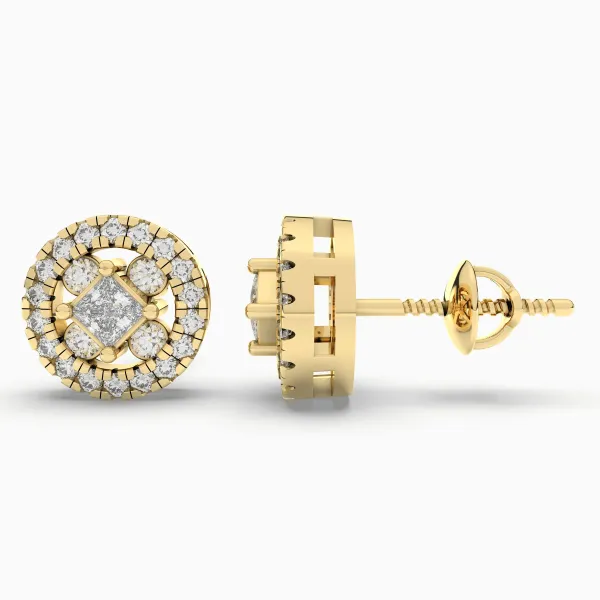 Round Natural Diamond Stud Earrings - 0.30 CT Prong Setting