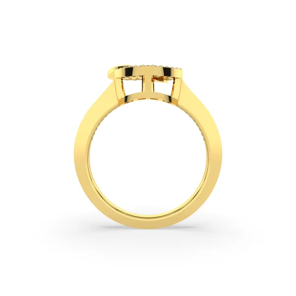 Dual Heart Motif Natural Diamond Ring