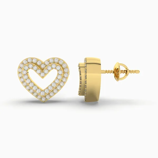 Heart Shaped Stud Natural Diamond 0.26 CT.T.W Round Earring