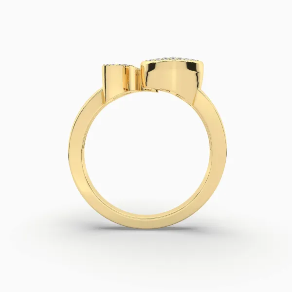 Gold Round Natural Diamond Heart Initial T Rings